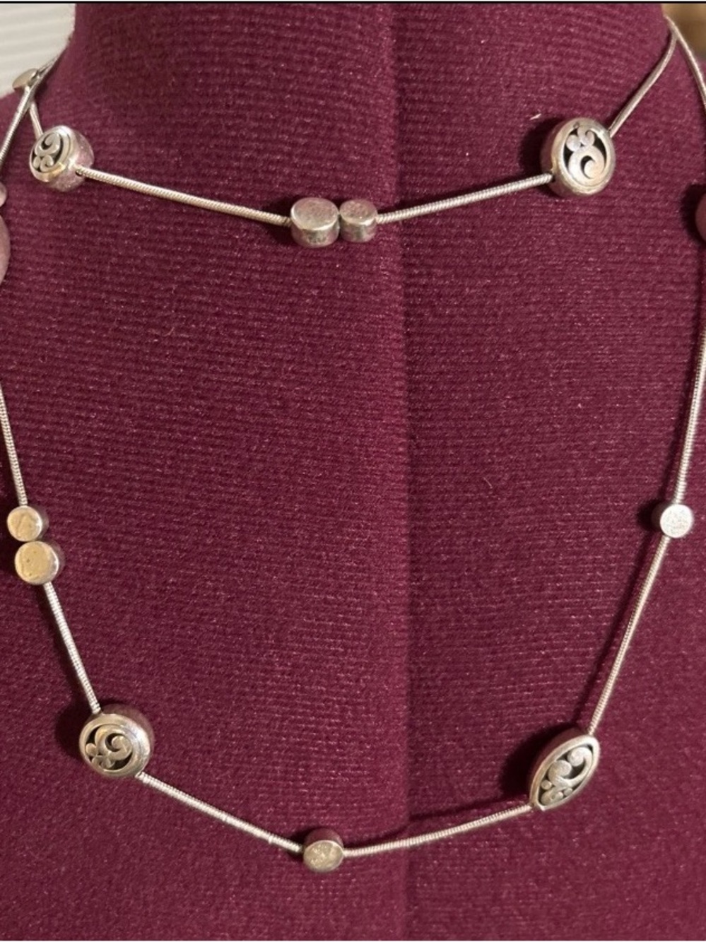 Brighton Contempo 38” Station Necklace Round Swirl Sterling Silver  plated